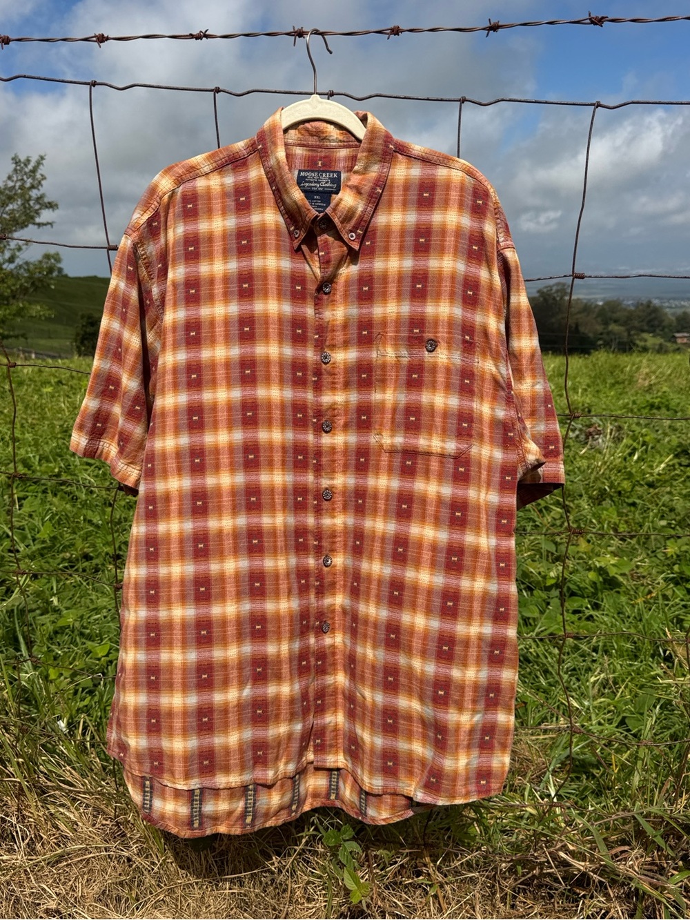 Vintage Men’s Moose Creek Plaid Shirt Sleeve button up Outdoor Reto XXL